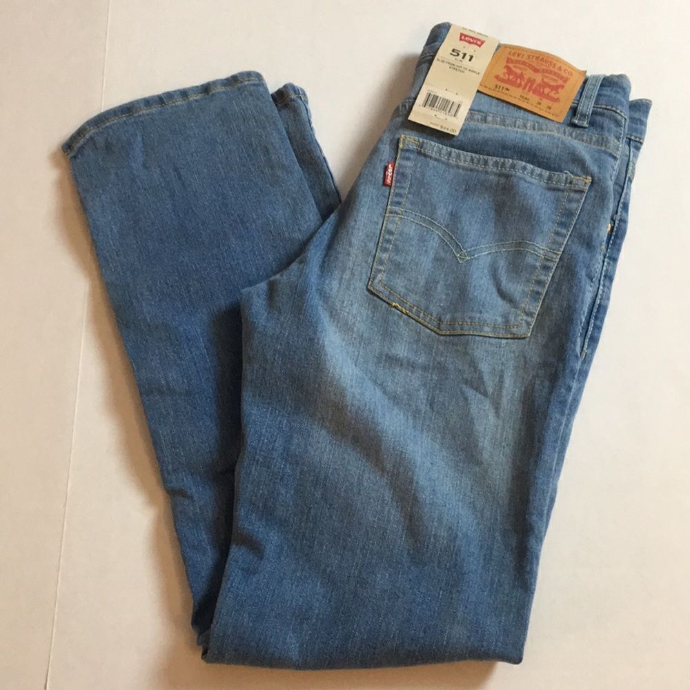 NWT Levi's Boy’s Jeans 511 Slim from Hip to Ankle Stretch 91R511-L3J Sz 16 28x28